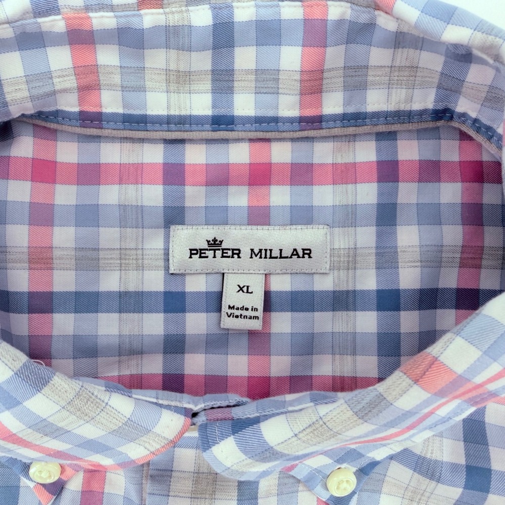 Peter Millar Crown Mens XL Blue Pink Plaid Cotton Button Down Shirt MS21W18NBL - Picture 4 of 9